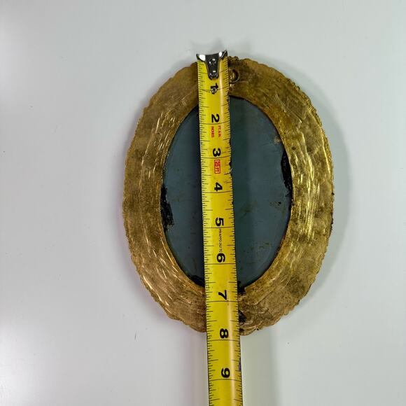 Vintage Goldtone Gold Mirror Greek Soldier Guilded Metal Frame Wall Hanging - Picture 6 of 7